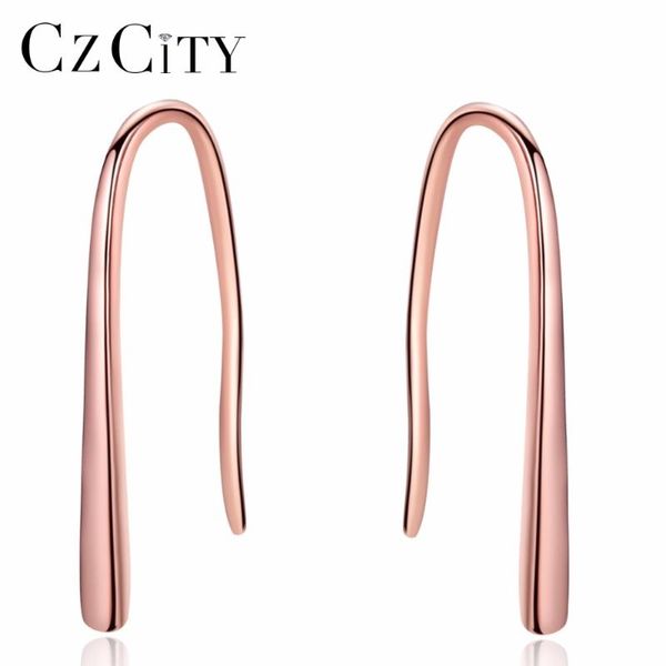 

czcity brands trendy pure silver dangle earrings for women rose gold cover 925 sterling silver earring ear line brincos gift