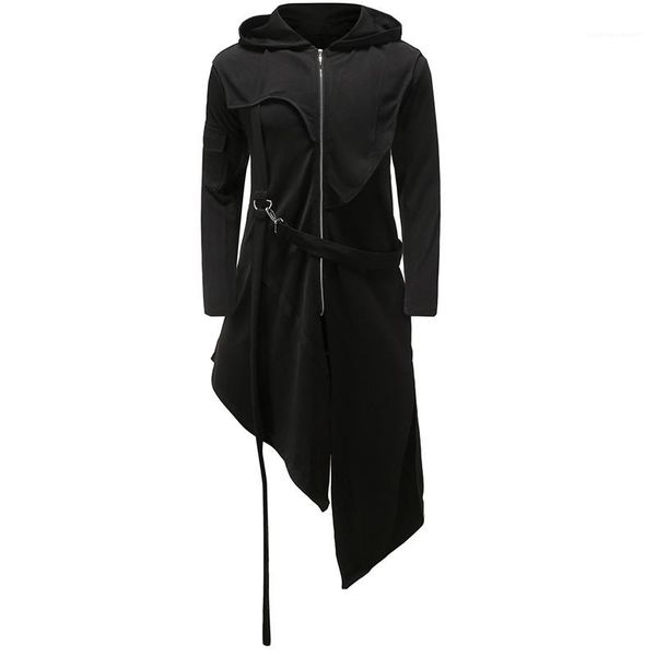 

zipper сыпучие прохладная мужская моды с длинными рукавами с капюшоном тонкого пальто плащи x-длинный мужской дизайнер бурелом с поясами нер, Tan;black