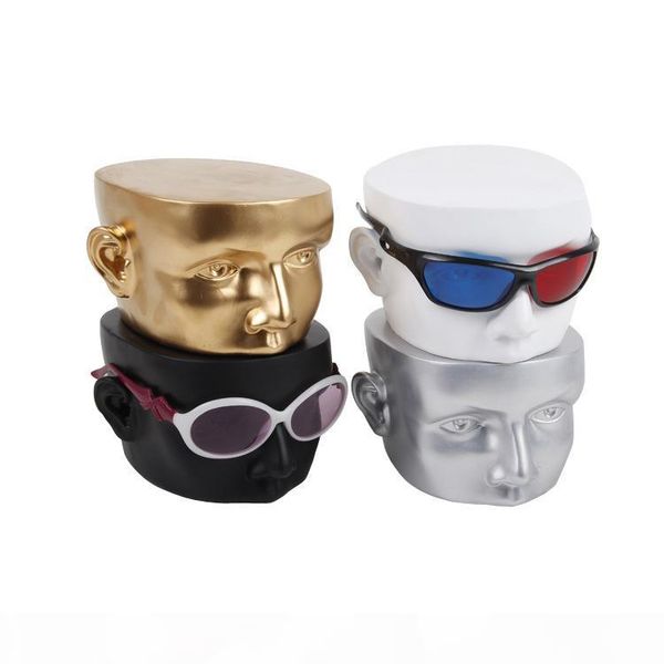 

creative resin head model sunglasses myopia display props glasses eye mask headset display stand holder rack, Black;white