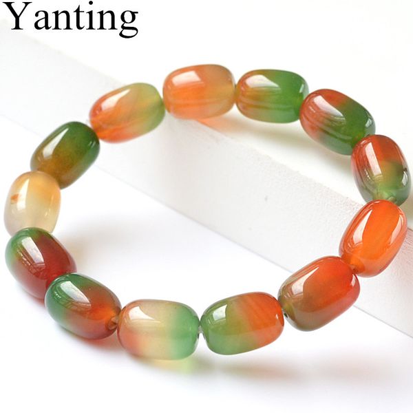 

yanting natural peacock onyx beads bracelets for women barrel style beads bracelet jewelry women summer bijoux gift 0727, Black