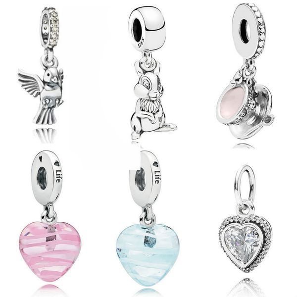 

new 100% 925 silver jewelry shiny love pendant charming cup shake blue ribbon 791394ccz 791504en09 796342 797064en160 797069 797142 390366, Black