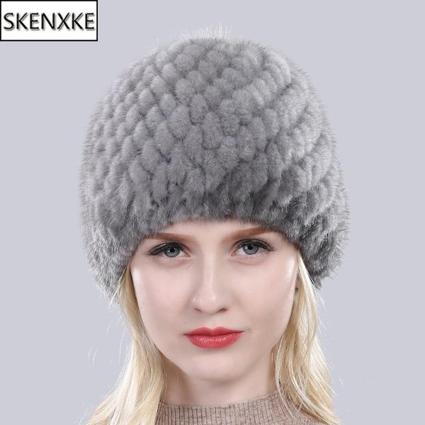 

russia new winter lady natural beanies hat knit warm striped genuine caps women good elastic real hat, Blue;gray