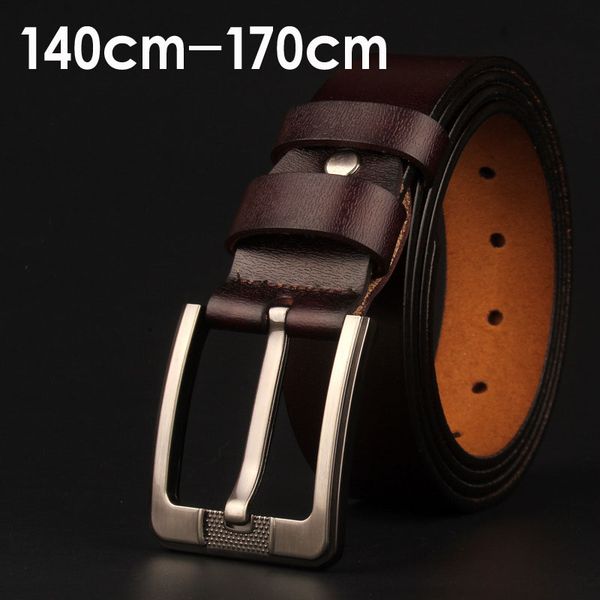 

man extra large size pin buckle belt 150 160 170cm genuine leather belt for men punk antique long pants male luxury 2020, Black;brown