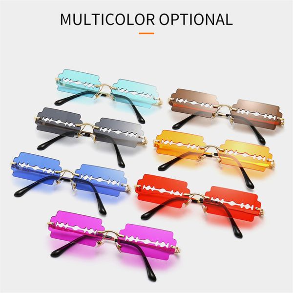 

ttlife 1pc creative hollow geometry sunglasses vintage rimless small frame eyeglasses steampunk eyewear men glasses gafas de sol, White;black