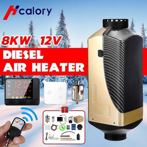 

hcalory car heater 8kw 12v air diesel heater parking heater+remote control lcd switch display rv camping trailer truck, boat,bus