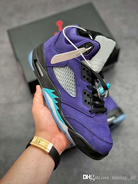 

2020 air authentic 5 alternate grape men basketball shoes 5s grape ice black clear new emerald suede man sports sneakers 136027-500