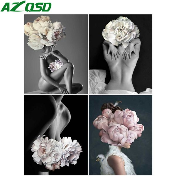 

wall art oil painting by numbers flower on canvas set decor for home frameless painting by numbers nude girl handpainted gift