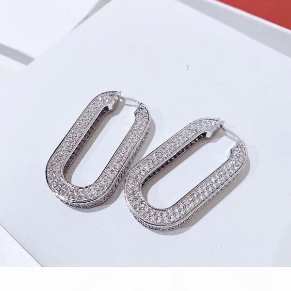 

luxury classic designer white gold full crystal hollow round circle charm drop earrings for women jewelry, Golden