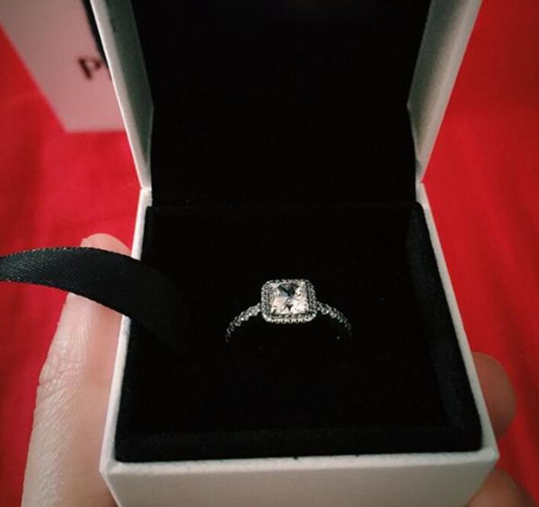 

real 925 sterling silver cz diamond ring with logo original box fit pandora style 18k gold wedding ring engagement jewelry for wom9902532
