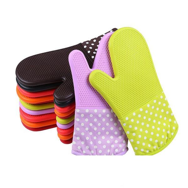 

Silicone microwave Oven Mitt heat insulated gloves solid slip resistant Baking Oven Mitt Pot Holder Kitchen cooking Tools