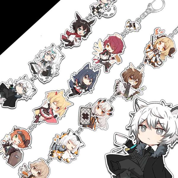 

anime arknights cute acrylic keychain sliver ash pramanix rhine lab lungmen guard cosplay string bag pendant keyring toy gift, Silver