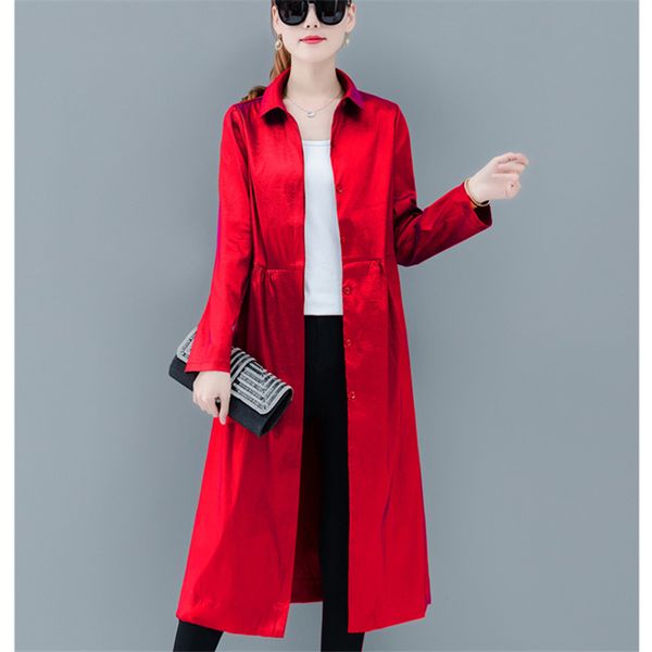 

female trench coat 2020 spring and autumn new single-breasted plus size cardigan windbreaker women solid color coat 4xl d3500, Tan;black