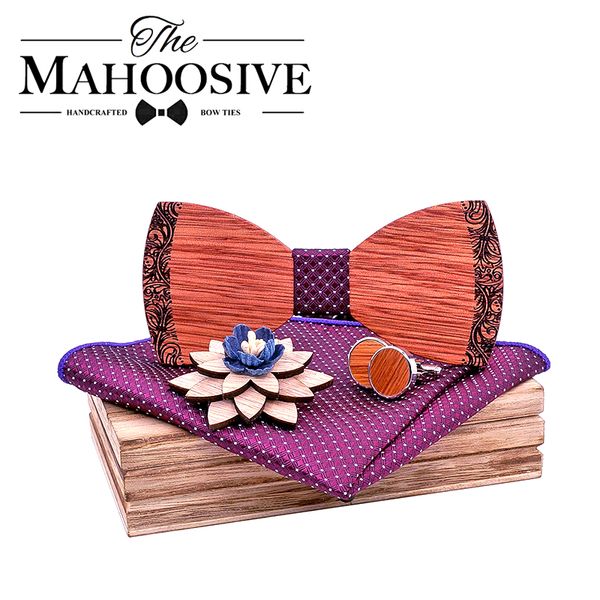 

flolar wooden bow ties for men wood bow tie handkerchief cufflinks camiseta mujer modis gravata corbatas para hombre, Blue;purple