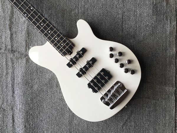 

8 strings white electric bass guitar maple body 24 frets and black ssh bass pickups ,chrome hardware china made bass