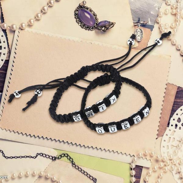 

couples bracelets set king and queen bracelet handmade lovers bracelets (black, Golden;silver