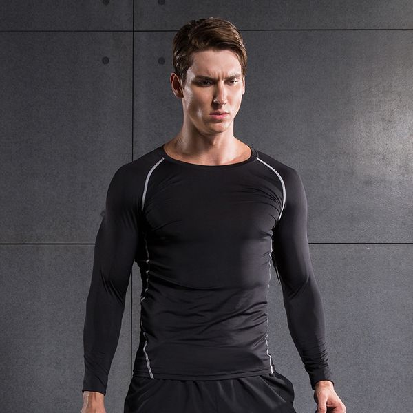 

men compression running shirt base layer skin fitness exercise cycling soccer football shirts underwear tights jerseys, Black;blue