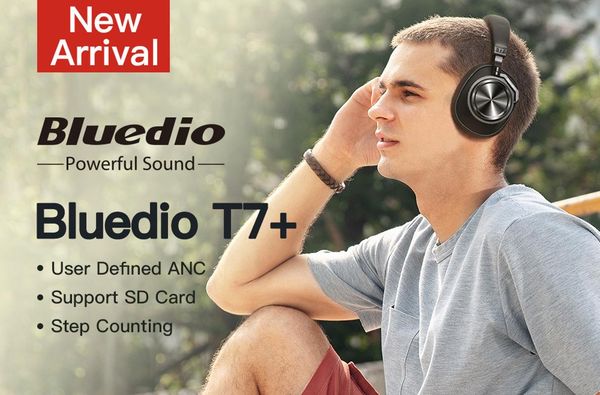 

bluedio t7+ bluetooth headphones user-defined active noise cancelling sd card slot wireless headsets with face recognition