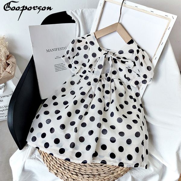 

summer chiffon dots kids dresses for girls cute backless dress elegant vestidos short sleeve princess dress beach costume, Red;yellow