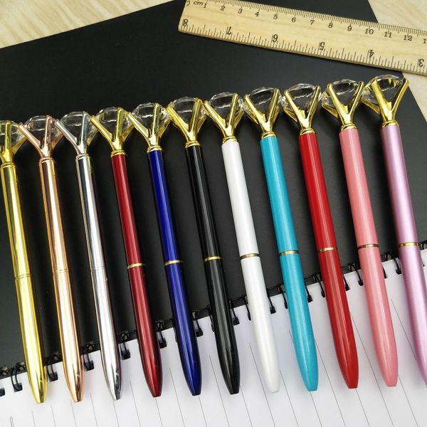 

10pcs / серия классики большого даймонд шариковых ручки кристалл металл pen учитель студент написание подарки бизнес реклама pen 22 цвет, Blue;orange