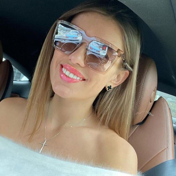 

qpeclou 2020 new brand designer square sunglasses women fashion oversized sun glasses men big shades female brown, White;black