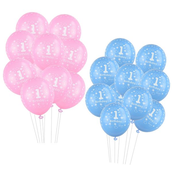 

boy girl first birthday latex balloons 1st birthday party decoration kids happy banner number foil balloon 1 year