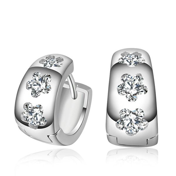 

Classic 925 Sterling Silver Platinum Plated Babysbreath Zircon Stud Earrings Color Gold And White Gold Earrings