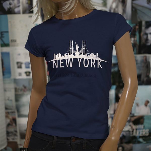 

new york skyline pride liberty statue brooklyn womens navy t-shirt