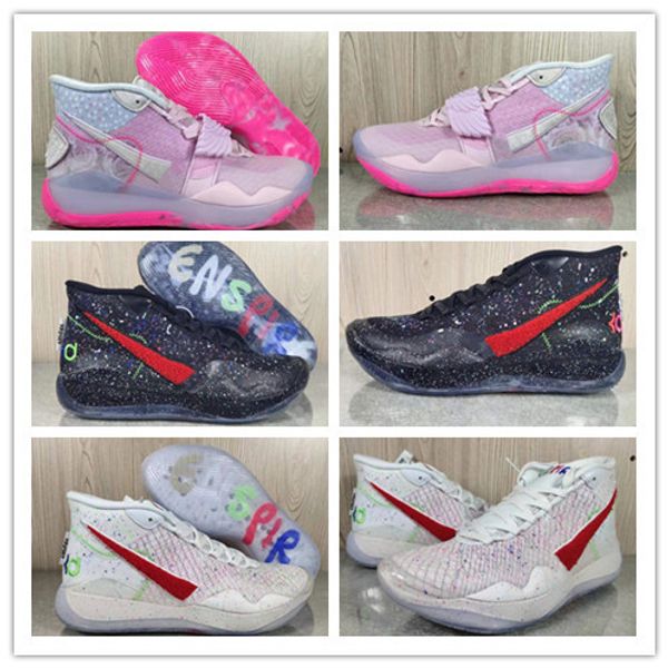 

2020 kevin durant kd xii 12 white ink splashing ink all stars training basketball shoes for mens 12s designer sports sneakers 7-12, Black