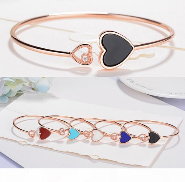 

happy ode 2 andy heart type rose gold with the opening bracelet s925 sterling silver bracelet female jewelry manufacturers wholesale, Black