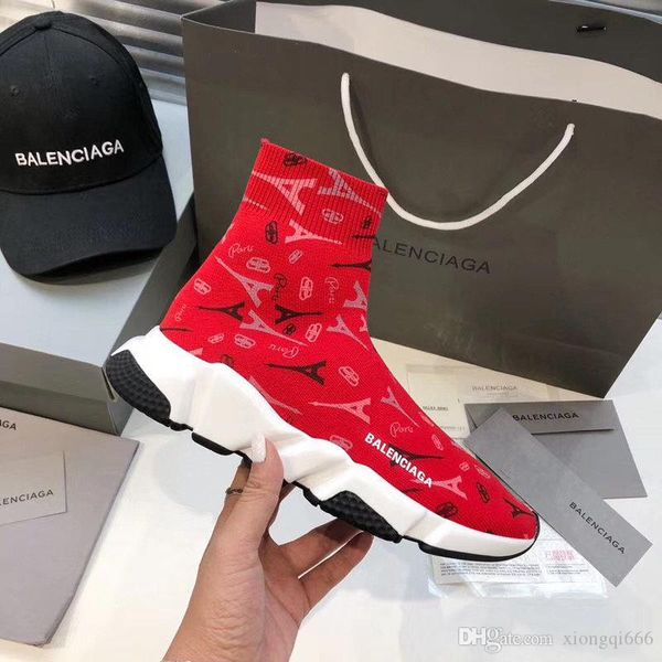 

men's and women's fashion socks and shoes, comfortable wild stockings, high-quality couples with boxes, Red;white