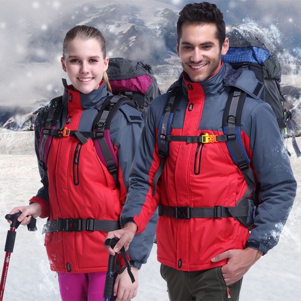 

outdoor jackets&hoodies winter waterproof jacket men's hooded two-piece set mountaineering warm windproof suit, Blue;black