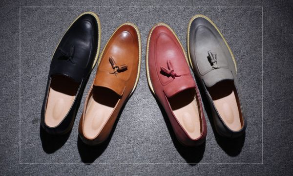 

mens fashion handmade new party shoes slip on comfort geniune leather round-toe formal dress shoes 4 colour, Black