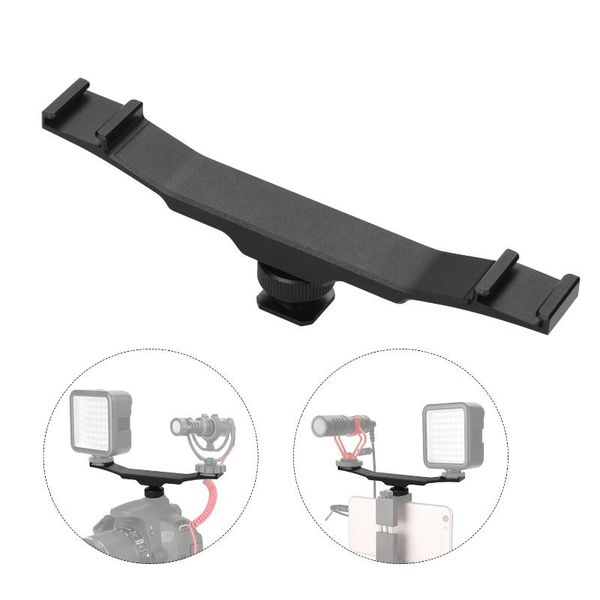 

pgraphy double cold shoe mount extension bar dual bracket for dv dslr camera smartphone mic led light