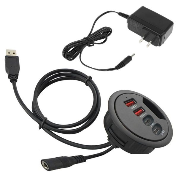 

mounting in-desk 4 ports usb 3.0+type c hub adapter multi splitter for pc lapt3lb