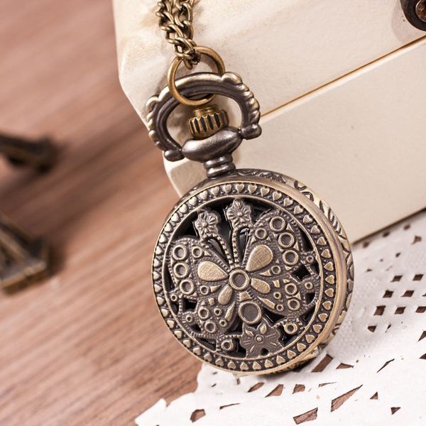 

watches new fashion vintage bronze butterfly pocket watches casual quartz watch, Slivery;golden