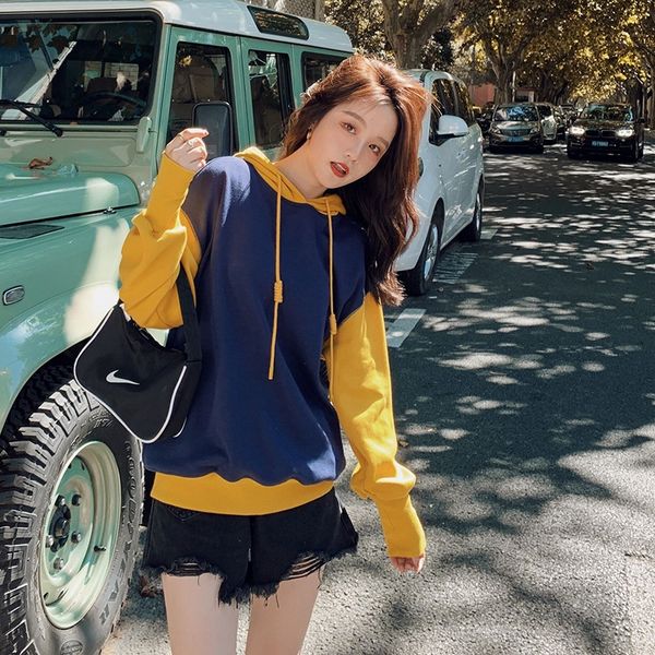 

women's 2020 new spring and autumn loose korean style hooded super internet popular coat ins coat sweater sweater fashion zvcee, Black