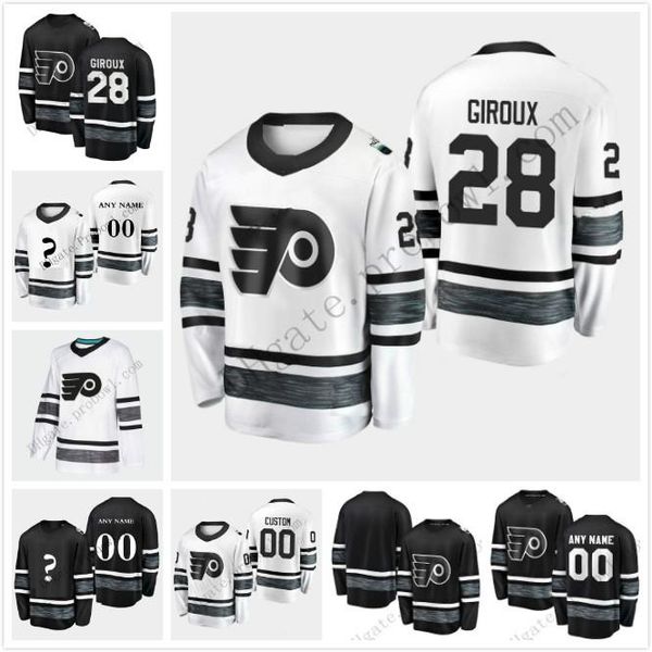 

2019 all-star game фарли customize трикотажные мужчины женщины молодежь черный белый # 28 клод жиру филадельфия флайерз хоккей трикотажные п, Black;red