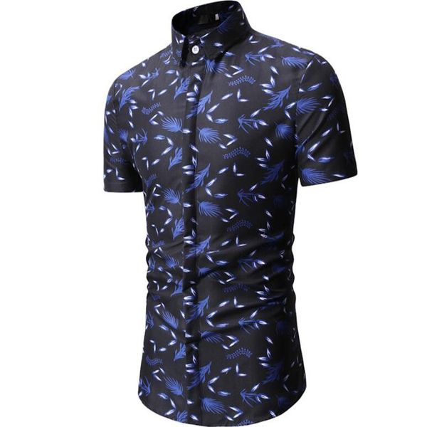 

men's casual shirts high-end brand bright print shirt sports short sleeve cotton men, White;black