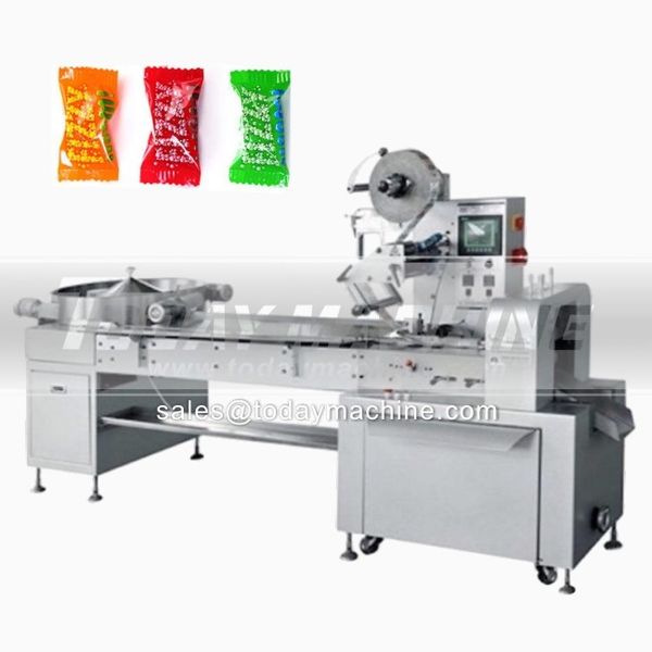 

horizontal automatic ball roll lollipop flat lolly flow packing turntable high speed packing machine flow wrapping machine