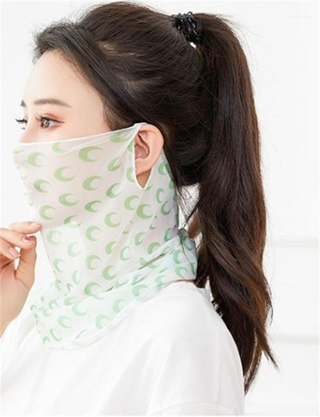 

face mask size pattern print anti sunburn mask gauze floral print mask womens spring and summer, Silver