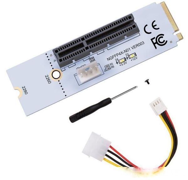 

m.2 ngff to pci-e x4 x1 slot riser card adapter pcie converter with led voltage indicator for bitcoin mining llfa