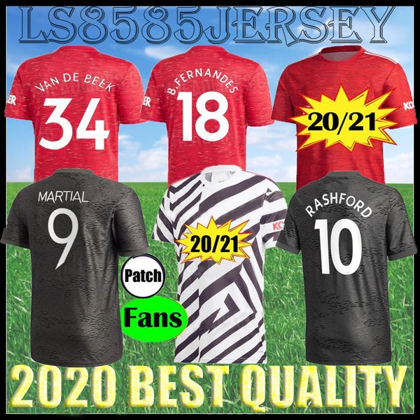 

s - 4xl 2020 2021 manchester van de beek b. fernandes pogba soccer jerseys martial utd football shirts united 20 21 man uniforms quality, Black;yellow