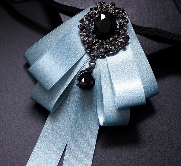 

original design fashion high-end light blue clothing accessories silk wedding dress men's handmade dress korean wedding bow tie, Black;gray