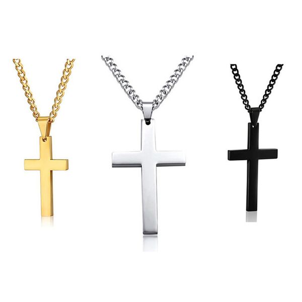 

chenfan cross necklace for women chain metal stainless steel necklace costume ornament pendant jewelry cable chain unisex, Silver