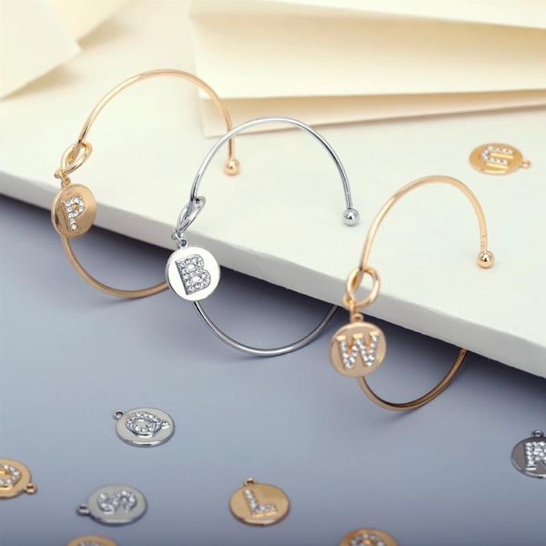 

2020 new fashion knot initial bracelets female bangles a-z 26 crystal letter charm bracelet bangle for women jewelry pulseiras, Black