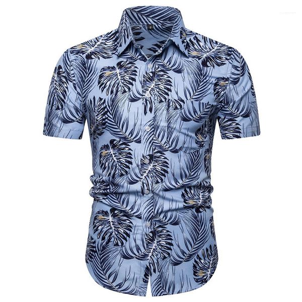 

sleeve beach shirt man loose casual clothes mens leaf print hawaii shirts summer designer lapel neck short, White;black