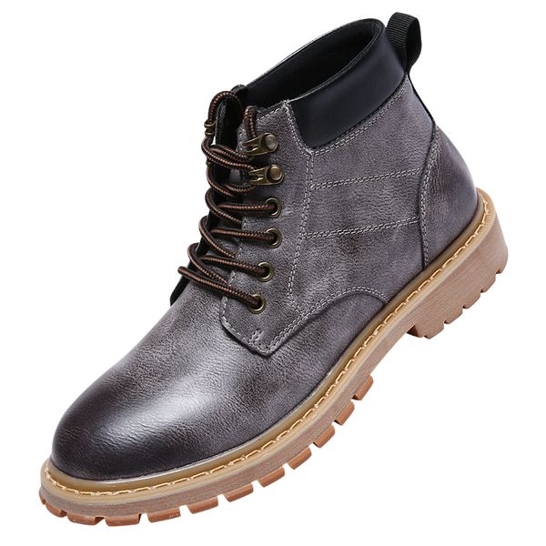 

boots men leather ankle autumn winter women men's black motorcycle outdoor working snow shoes 2021 s