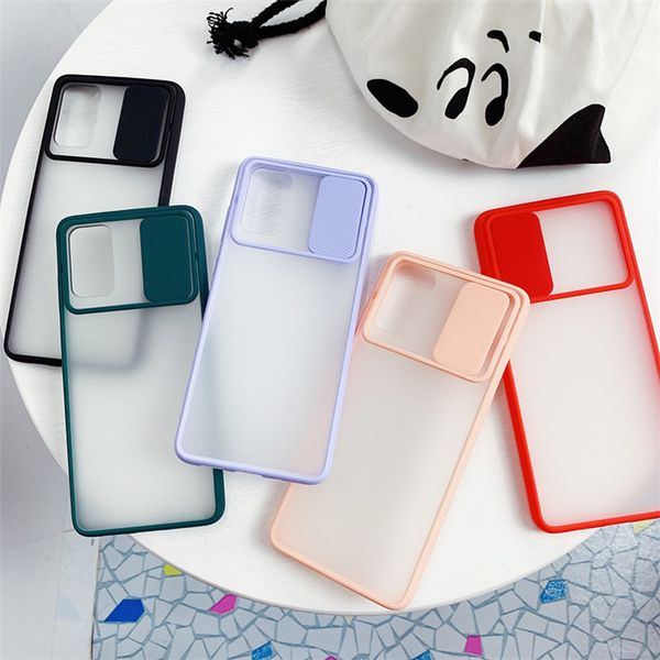 Coperchio telefonico a diapositiva per lenti per lenti per ammortizzatore traslucido glassata per Samsung S20Plus S20Ultra Slide Camera Hard Case