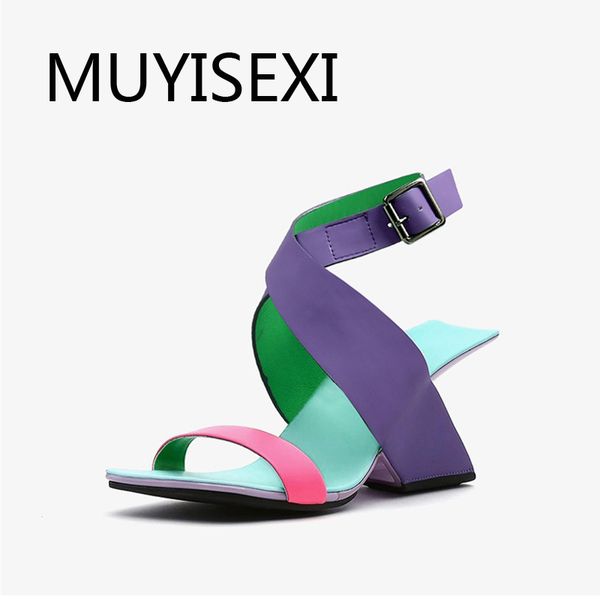 

brand summer shoes genuine leather square peep toe ankle straps women sandals 8cm high heels classic causal shoes hl268 muyisexi, Black