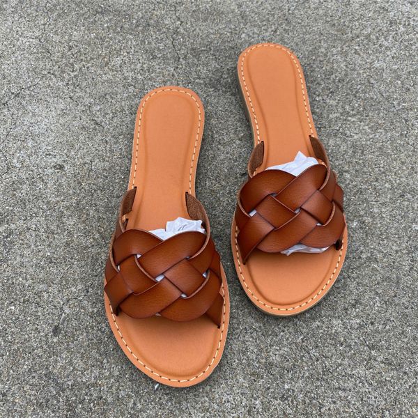 

new leather summer shoes woman retro thin straps open toe plus size flat slippers for ladies breathable hollow women slides, Black